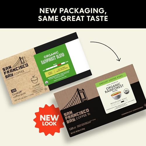 Image of San Francisco Bay K-Cup Coffee Pods, Organic Rainforest Blend (120 ct), Medium-Dark Roast, Commercially Compostable USDA Organic Single-Serve Coffee Pods