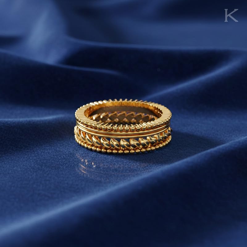 Image of KISNA 9KT / 14KT / 18KT Leaf Harmony Yellow Gold Band For Women | S14