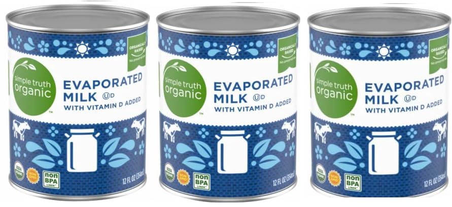 Organic Evaporated Milk with Vitamin D (Pack Of 3 Cans) 12 oz.