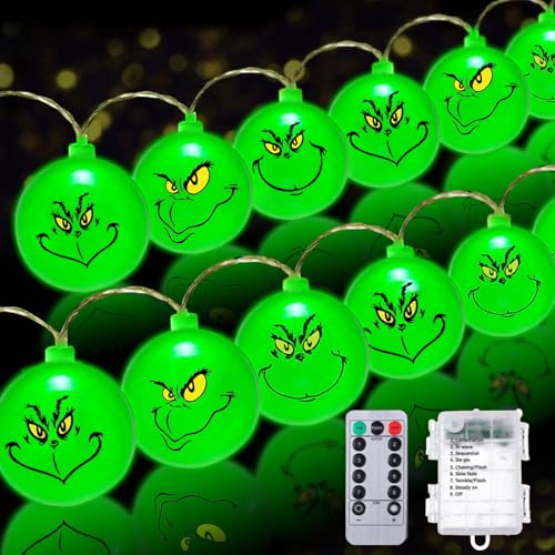 Ertyjikg The GRENCHS 30 LED 15 Ft Battery Operated Christmas Lights Christmas Decorations 8 Modes Waterproof String Lights with Remote for Tree Christmas Decor Indoor Outdoor