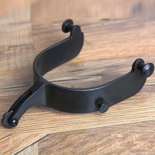 HILASON Western Black Steel - Par de espuelas para montar a caballo con banda de 1 pulgada  Montar toros  Acero negro  Espuelas de equitación