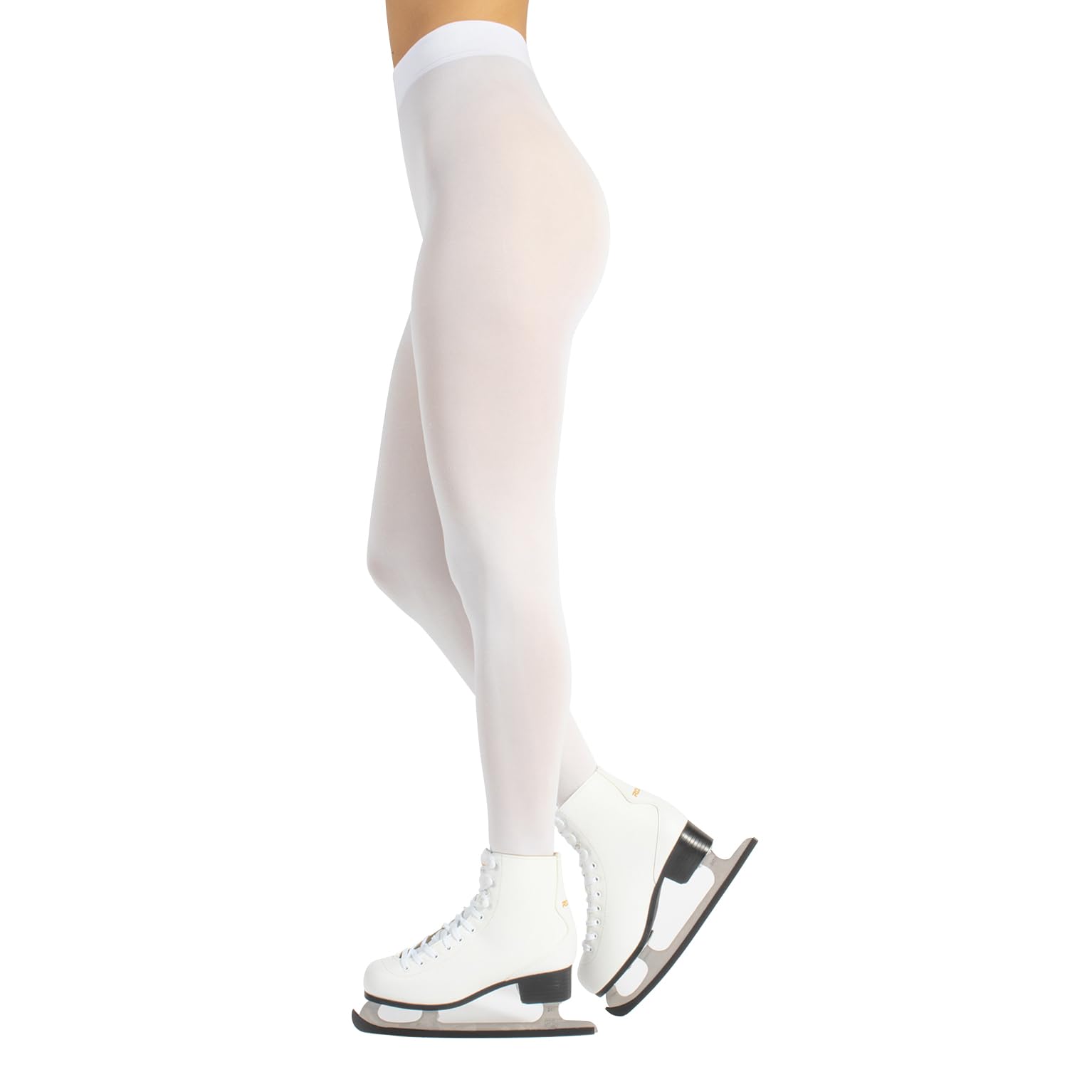 CALZITALY Women's Skating Tights, Skating Tights, Figure Skating Socks, Women's Opaque Tights, 80 DEN, Roller, Ice, Made in Italy (White, L)