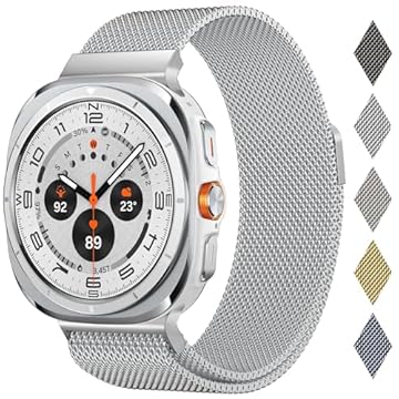 Pulseira de aço inoxidável compatível com Samsung Galaxy Watch Ultra de 47 mm, fecho magnético, pulseira de malha de metal para Samsung Galaxy Watch Ultra, masculina e feminina