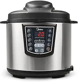 Midea Panela de Pressão Elétrica 6L Digital, Inox/Preto, 110v,