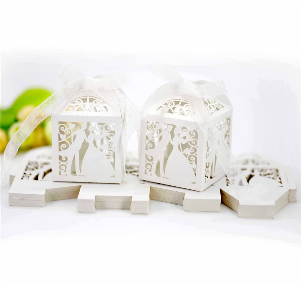 Szczęśliwe pudełko z cukierkami Pudełka na upominki weselne Papierowe pudełko na słodycze Panna młoda pan młody Puste pudełko na prezent na ślub panny młodej Baby Shower Christmas Party 50 szt. (Kolor