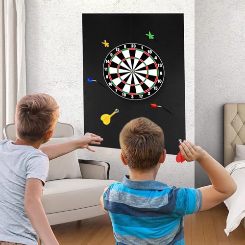 image for MQQUFF Dart Board Wall Protectors, Black Felt Wall Tiles Dartboard Sur