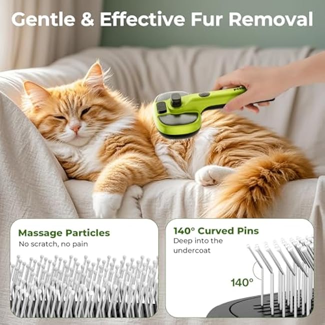 Pecute Cat Steam Brush, Self-Cleaning Steam Cat Brush with 2 Water Spray Modes, Large Capacity Tank, Steaming Renu Dog Brush for Shedding Massaging Grooming, Cool Mist Only-ouFFRlMM