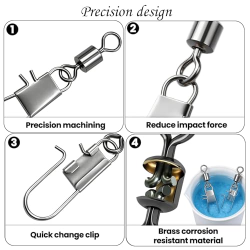 Image of 100 Pcs Fishing Rolling Ball Bearing Barrel Swivel, Corrosion Resistant Fishings Accessories for Various Fish Species, Suitable for Different Fishing Conditions and Quick Tackle Changes