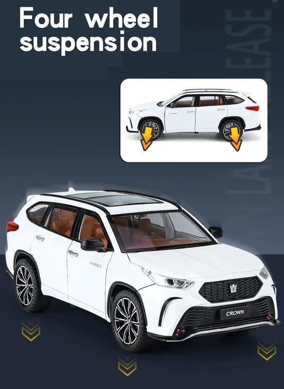 Image of DEOXY 1 /24 Crown Kluger Model Car, Zinc Alloy Pull Back Toy car with Sound and Light for Kids Boy Girl Gift (Highlander White)