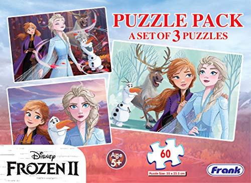 Image of Frank 3 in 1 Disney Frozen II Jigsaw Puzzle for Kids 5+ Years | Fun & Challenging Brain Booster Educational Toys | Realistic Illustrations Puzzle Games for Focus & Memory | Gifts for Kids - 60 Pieces