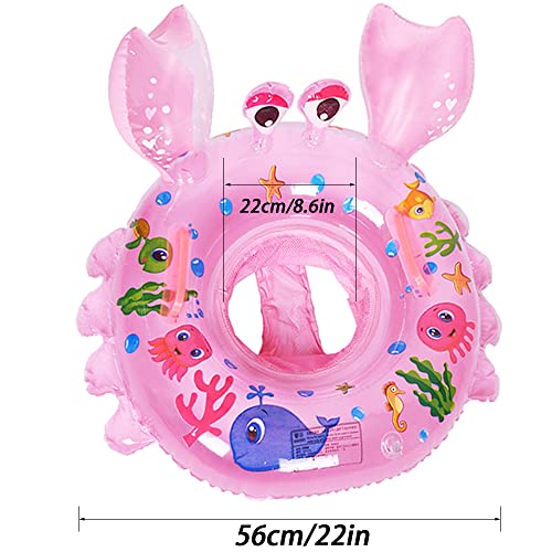 Aiyuencici Baby Swimming Float, Inflatable Floatie Raft With Handle Safety Seat, Children Waist Float Ring Kids Water Bathtub Beach Party Toys, Toddler Swim Ring For 4-48 Months (Pink Crab) #TOP4