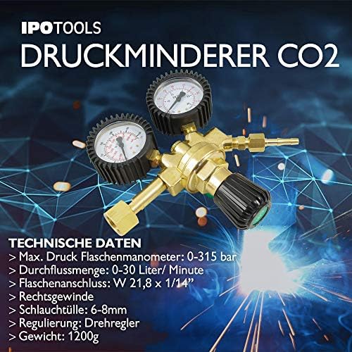IPOTOOLS Pressure Regulator for Argon/CO2 Protection Gas for MIG/MAG Welding Device