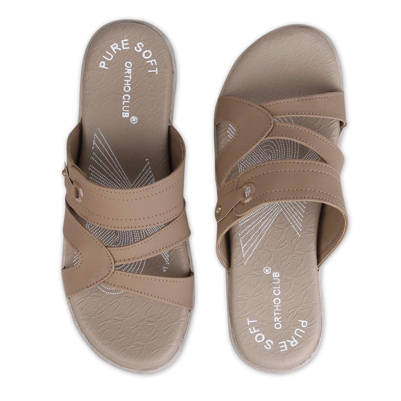 Image of ORTHO CLUB Women Orthopedic Comfort Slippers | Soft Cushioned Footbed | Anti-Slip Sole | Lightweight Daily Wear Sandals for Home & Outdoor Use
