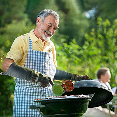 Extra Long Silicone Oven Gloves, Heat Resistant Non-Slip Cotton Quilted Mitts, for BBQ, Baking, Grilling & Cast Iron - Black (Extra Overlength) - Image 5