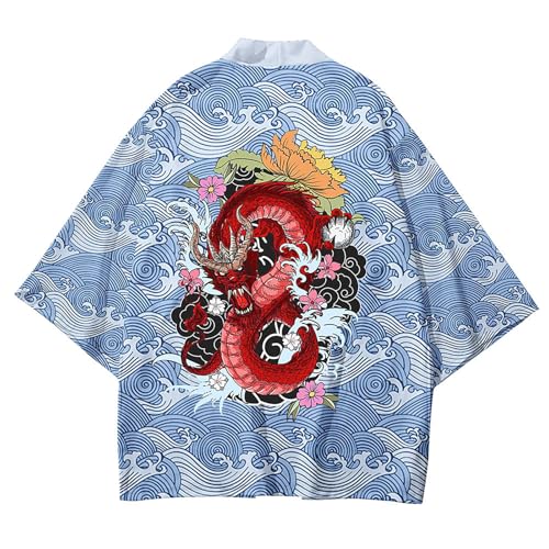 Image of Women's and Men Kimono Cardigan Japanese Long Sleeves Lightweight Open Front Coat Tops
