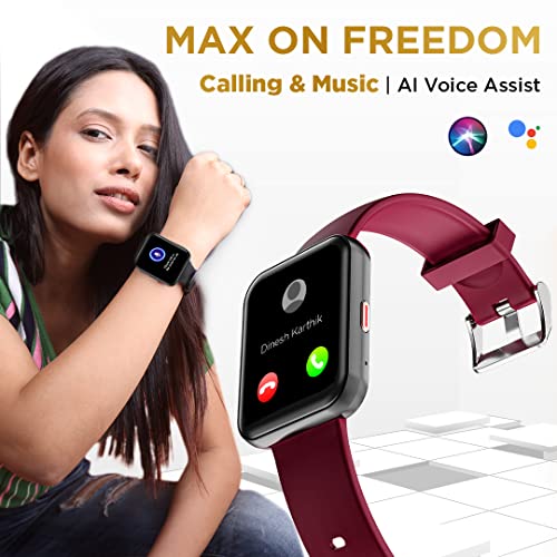 Image of GIZMORE Gizfit Blaze Max 1.85 inch IPS Display with 240 x 280 px | 450 NITS Brightness BT Calling Edge to Edge Display, Voice Assistance, Bluetooth Smartwatch (Burgundy)