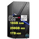 Dell Flagship G5 5090 Gaming Desktop Computer 10th Gen Intel Hexa-Core i5-10400F (Beats i7-7700) 16GB RAM 256GB SSD + 1TB HDD AMD Radeon RX 5300 3GB USB-C WiFi Bluetooth Win10 Black