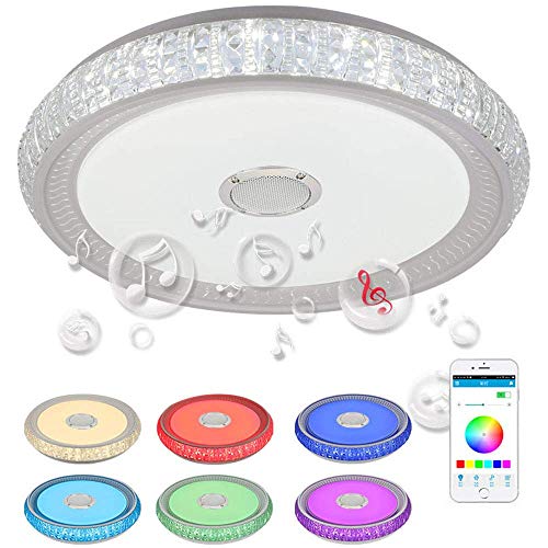 Deckenleuchten, Kronleuchter, kreative LED-Deckenleuchten mit Bluetooth-Lautsprecher 50CM Smart APP Control Dimmbare RGB Moderne
