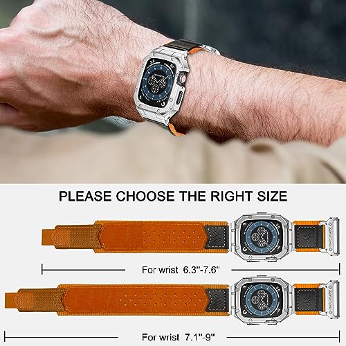 Image of BAITEYOU Band with Case Compatible with Apple Watch Band Series 9 8 7 (41mm) 6 5 4 SE 3 2 1 (40mm 38mm), Nylon Strap with Stainless Steel Metal Rugged Case Cover for iwatch Bands for Men