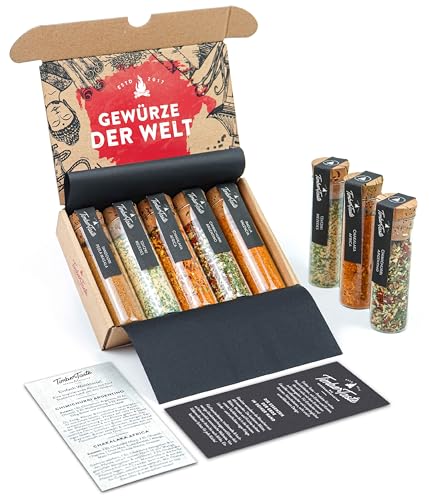 TIMBER TASTE® Ostergeschenk Mann - 5 exotische Gewürzmischungen aus aller Welt als Gewürzset...