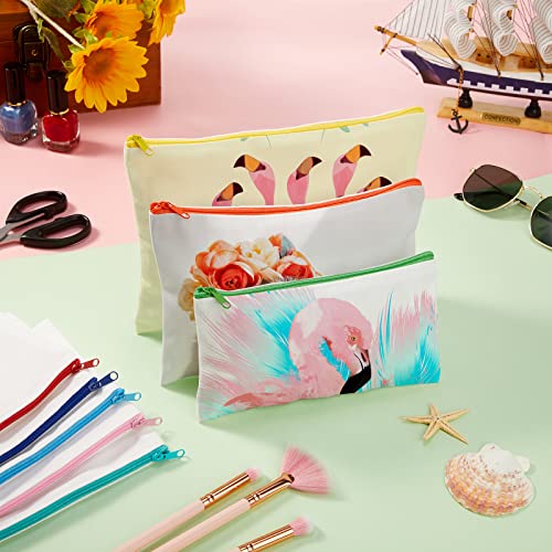 Image of Frienda 50 Pcs Sublimation Blank Canvas Makeup Bags Bulk DIY Heat Transfer Canvas Pen Case Pencil Cosmetic Makeup Bags Clear Sublimation Blank Pouch with Zipper (7 x 4.3 Inch,Mixed Colors)
