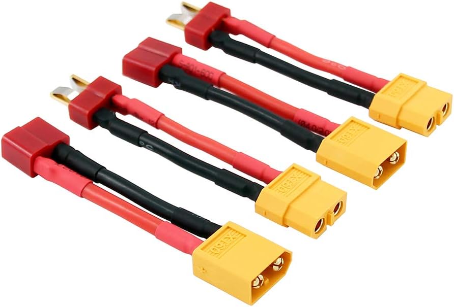 OliRC 4pcs XT60 XT-60 to T-Plug Deans Style Male Female Connector Adapter with 14awg 5cm Wire(C18-4)