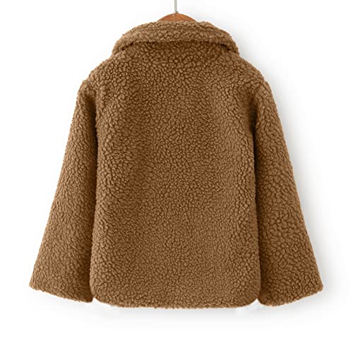 Fleece Warm Coat for Toddler Girls Button Down Long Sleeve Lapel Jackets with Pockets Baby Girls Soft Comfy Outwear3