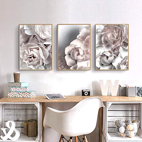 Affiche scandinave de plantes fleurs modernes rose blanc pour deco murale salon