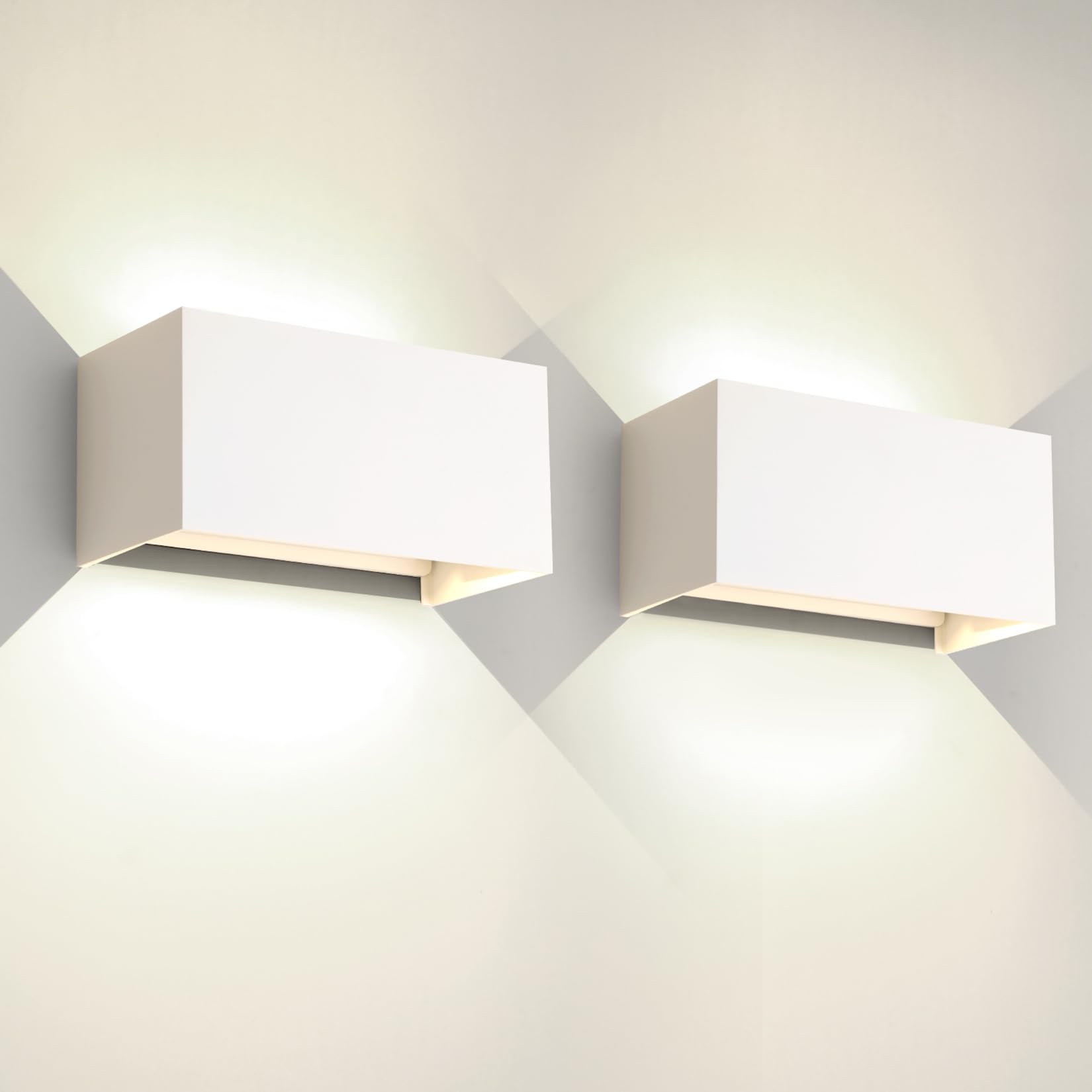 FUPE 2 Piezas Lámparas de Pared Exterior/Interior LED Aplique Pared 12W 1200LM ip65 impermeables up and down lámparas de pared de aluminio modernas que brillan arriba y abajo(Negro 3000k luz cálida) — view 22