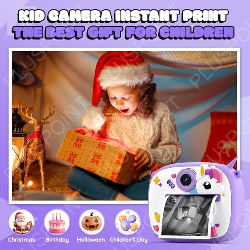 Image of PLUSPOINT Cute Unicorn Instant Print Camera for Kids, Dual Selfie Digital Camera with 1080P HD Videos Recoding, Instant Photo Printer Best Birthday Gift for Boys and Girls