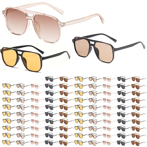 100 Pack Wholesale Retro Square Sunglasses Classic 70s Style Plastic Frame UV400 Protection Bulk Lot Resellers