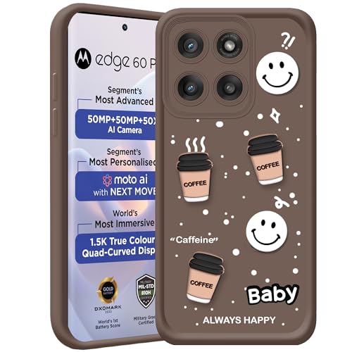 Image of amazon basics Back Case Cover Compatible for Motorola Moto Edge 60 Pro 5G | Cute Fun Cartoon 3D Ball | Coffee Silicone Case | Camera Protection | Body Protection | Shock Proof | Color Brown