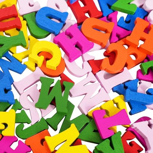 DLUSZERT 400 Stück Bunte Kleine Holzbuchstaben, 15MM Buchstaben aus Holz zum Basteln und Bemalen, Farbige Holzalphabet Deko, Unbearbeitete Kleinbuchstaben (A-Z) für DIY Kunsthandwerk Hochzeit Party