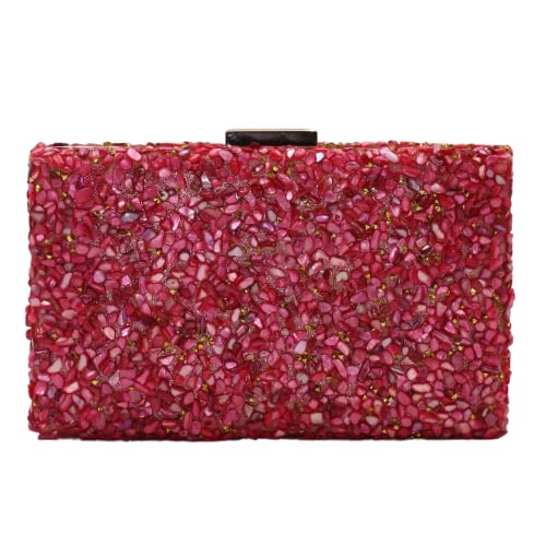Pochette avec paillettes fuchsia et strass d'exception chic - 3