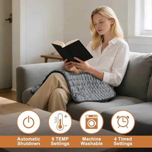Image of Electric Heating pad for Back Neck Shoulder Knee Arms Legs- Electric Heat Pads with 6 Heat Settings & Auto Shut Off Heat Heating Pad for Birthday Mother Father Girl Men Women