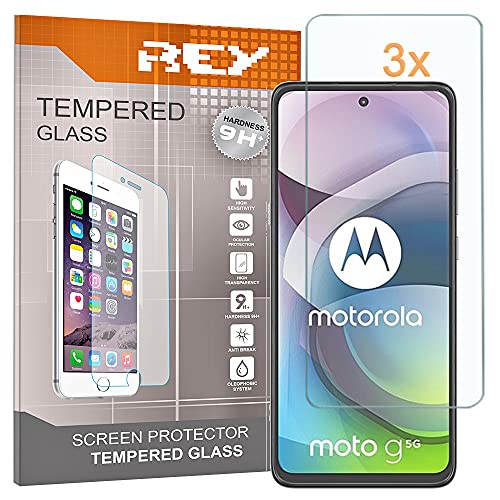 REY 3X Protector de Pantalla para Motorola Moto G 5G, Cristal Vidrio Templado Premium