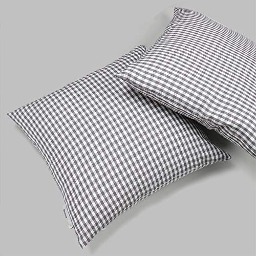 Jennice House Throw Pillow Case, Home Decorative Pillow Covers Pure Cotton Checks Pillow Covers 18X18 Inches Pillows Cushion Covers For Couch Sofa Bed, Set Of 2 (Gray, 18"X18") #TOP2