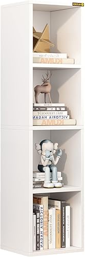 ALISENED Estantería estrecha de 458 pulgadas estantería pequeña de esquina de madera con 4 estantes organizador de almacenamiento de cubos delgados