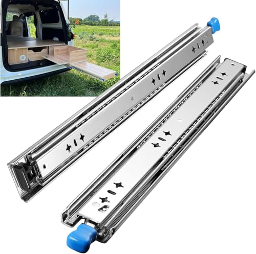 Guias Correderas Para Cajones Con Freno 650mm Extensión Completa Para Trabajo Pesado Rieles Para Cajones 120 KG Capacidad Carga con cerradura 1 par (2 piezas)