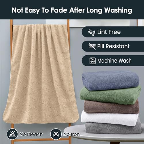 Image of JML Microfiber Bath Towels, Oversized, Ultra Soft, Super Absorbent and Fast Drying, No Fading Large Bathroom Towel Set for Sport, Travel, Fitness, SPA and Yoga (Coral Fleece - Camel, 30 in x 60 in)