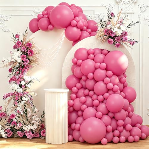 Image of 108Pcs Double Stuffed Hot Pink Balloon Garland Arch Kit