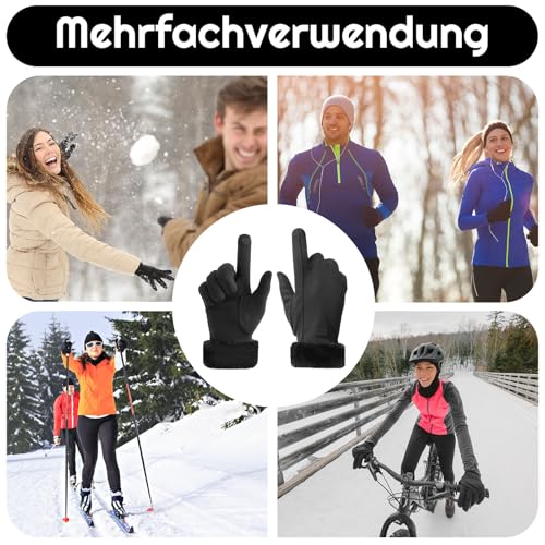 Lvefyti Winterhandschuhe Damen,Touchscreen Reithandschuhe Damen,Dicke Warm Samtfutter Motorrad Handschuhe Fausthandschuhe,Winddicht Winterhandschuhe für Skifahren Radfahren Wandern Laufen(Schwarz)
