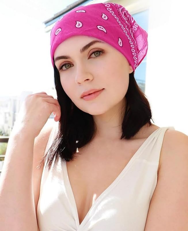 DIKHAWA Unisex Cotton Bandana/Head Wrap/Wristband/Face Cover/Handkerchief For Men And Women (ORANGE,PINK_50CM X 50CM_Pack of 2) 3