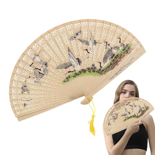 Ventilador plegable japonés, ventilador portátil Vintage | Ventilador plegable japonés con borla vintage,Acción para días calurosos enfriando amantes culturales tradicionales bailando accesorios para