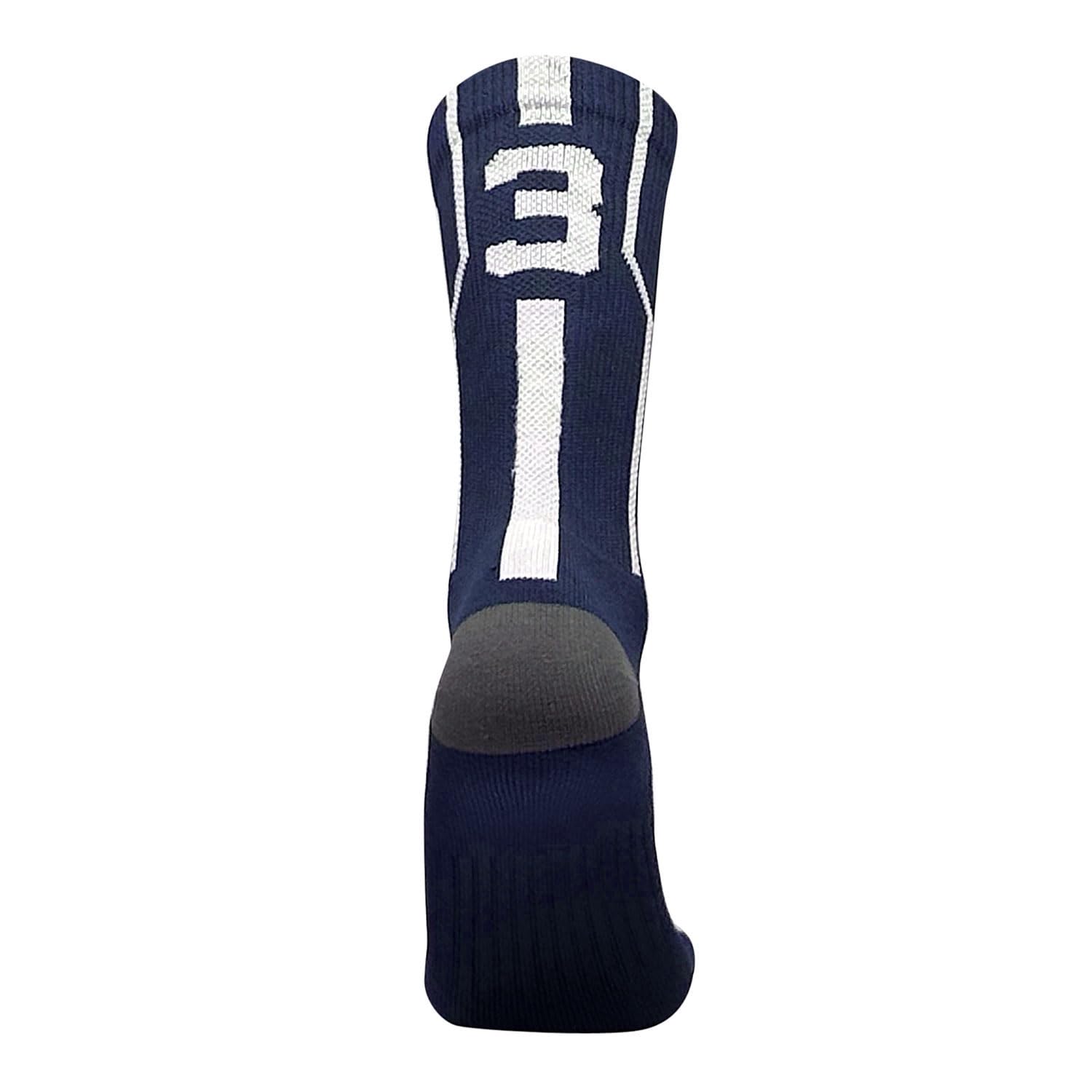 Mk SocksPlayer ID Jersey Number SINGLE Crew Sock - Navy Blue, White