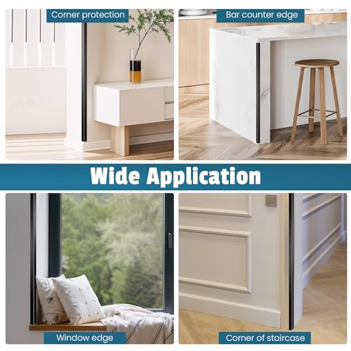 Image of 8Pcs 57 inch Black Metal Corner Protector, L-Molding Corner Guards for Walls, Cabinets, Baseboards, Furniture Decorative Trim, Size 57 inch x 1 inch (Pack of 8)