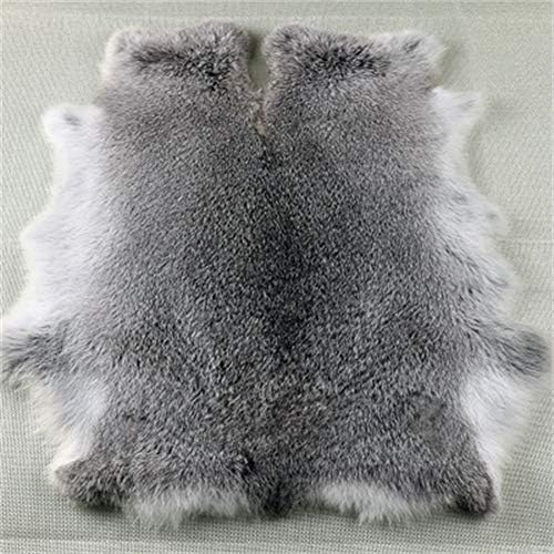 Huichenxing2021FURSTORE 1pcs Natural Grey Rabbit Skin Fur Pelt, 12x14in