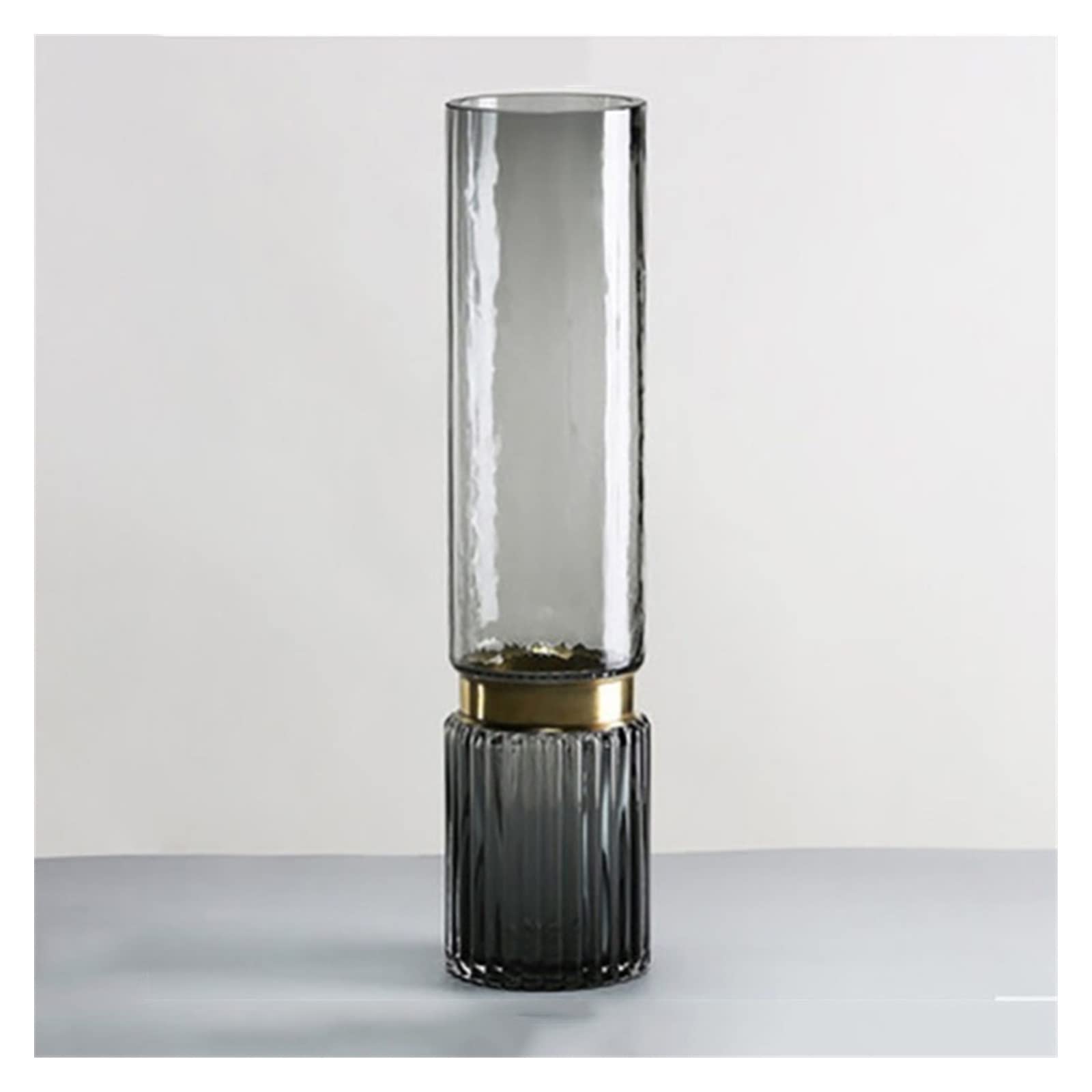 Florero Jarrón de cristal transparente de cobre hidropónico nórdico, decoración for sala de estar, accesorios de decoración del hogar, contenedor de vidrio de escritorio Jarrón para arreglo floral(Gra