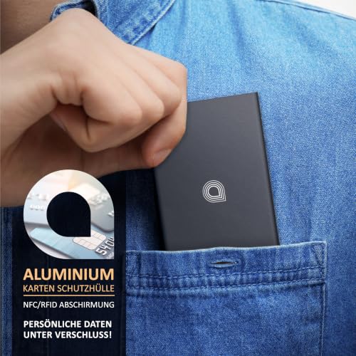 Foto von CSL - RFID Blocker Kartenetui - Aluminium Karten Schutzhülle - NFC RFID Abschirmung Blocking - Kreditkartenhülle - für bis zu 6 Karten, kompakt und stabil - sichere Aufbewahrung - schwarz