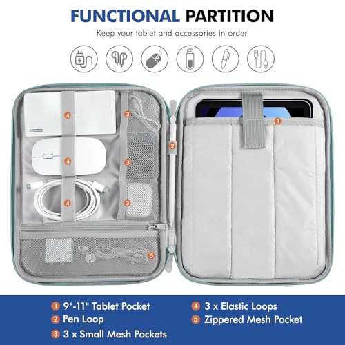 Image of MoKo 9-11 Inch Tablet Sleeve Carry Case Padded Protective Bag with Handle | Fits New 11-inch iPad Air 4 2026 /Pro M5 / A16, iPad 10th /Air 5 /4th 10.9, i-Pad 9 /8th 10.2,Tab S9 /S8 11, Misty Blue